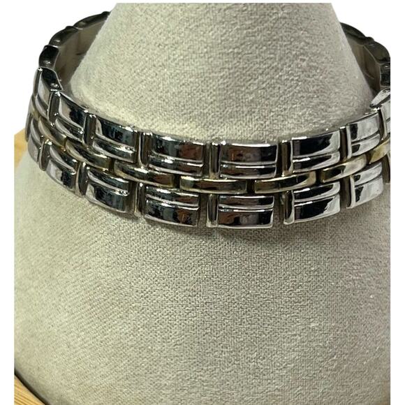Watch Band Look  Bracelet Three Row Link Bracelet Stainless Steel 7.5 inches - Picture 1 of 5